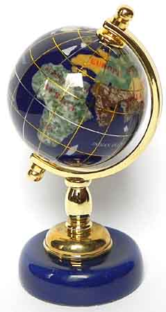 Lapislazuli Globus mit Weltkarte